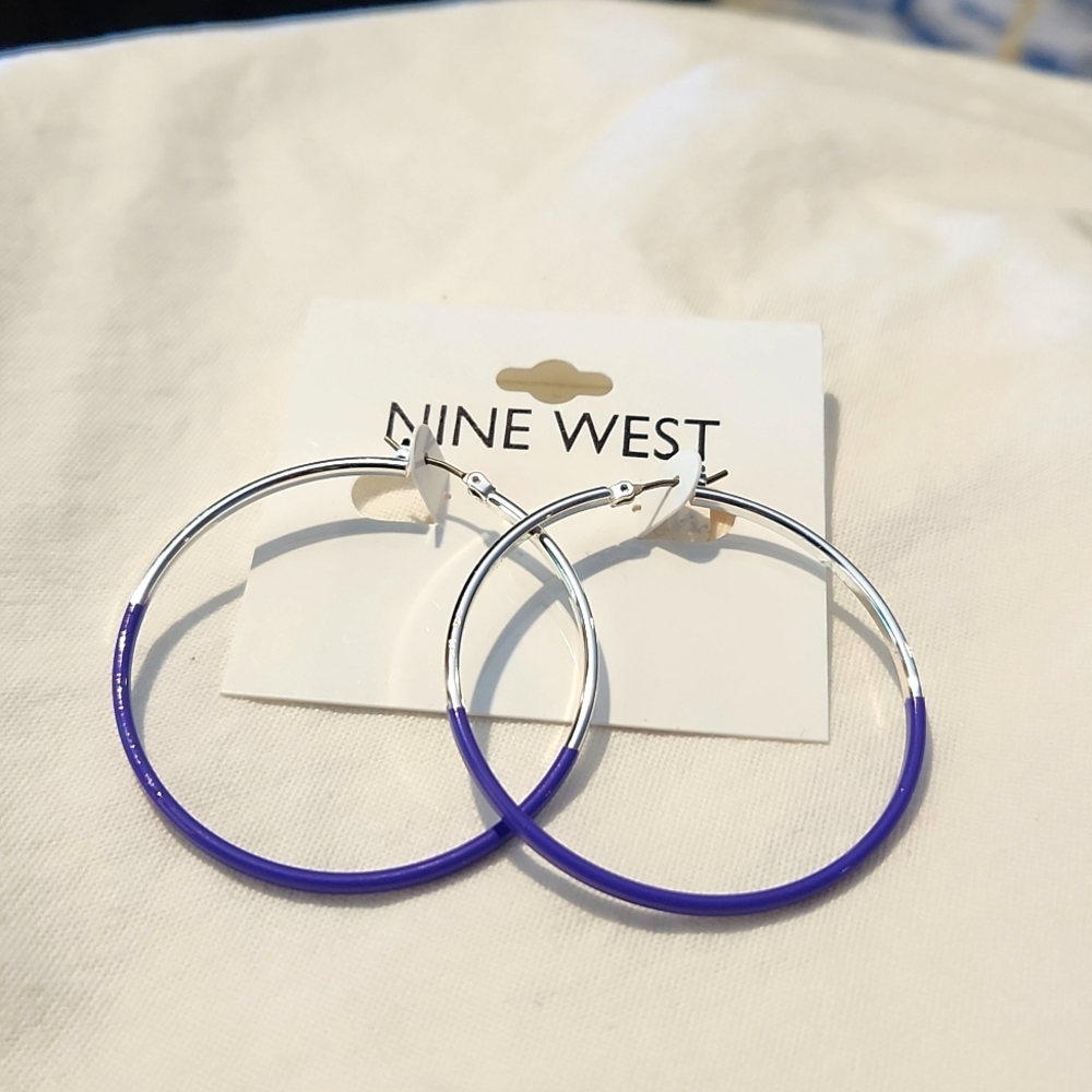Nine West Purple/Silver Hoops